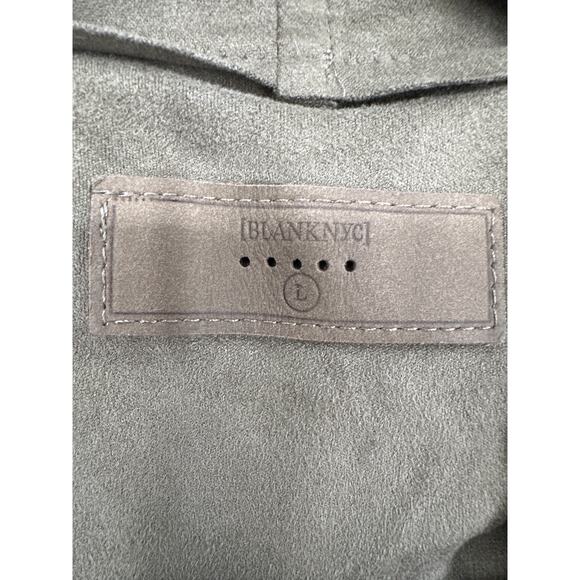 BlankNYC Jacket Womens Large Green Faux Suede Olive Drape Lightweight Stretch - Picture 2 of 9